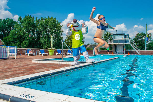 Meisje springt in het water