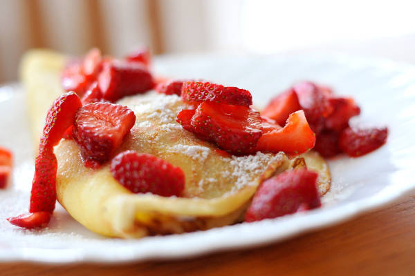 Pannenkoek met aardbei