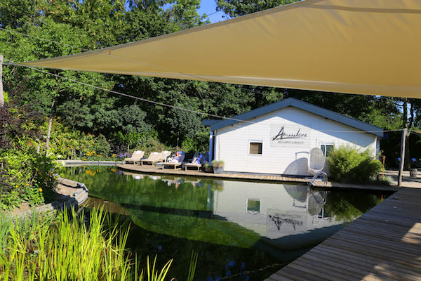 Groot natuurbad in de wellness tuin