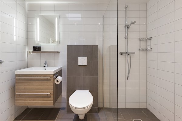 Badkamer met toilet en douche