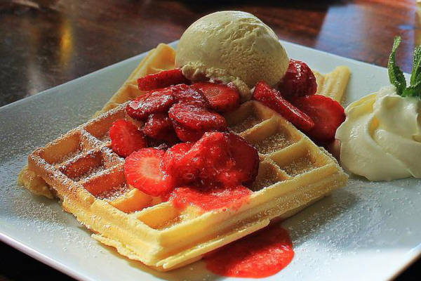 Wafel met aardbeien