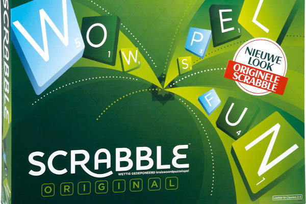 Scrabble bordspel: Voorkant van de doos