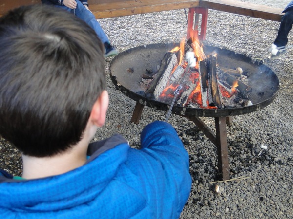 Marshmallows opwarmen bij het kampvuur