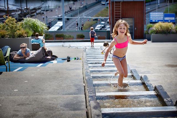 Waterpret met de watercascade