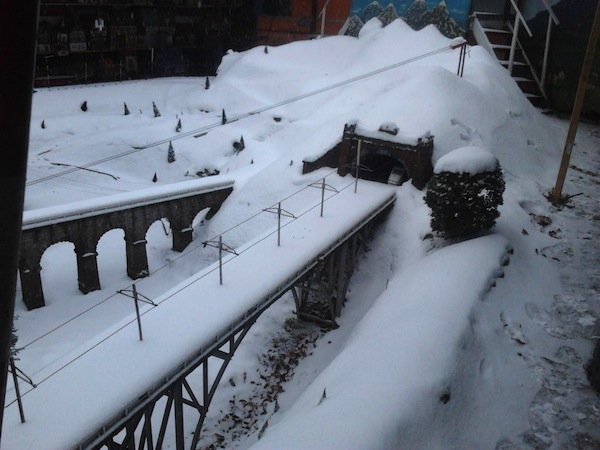 Modelspoor Panorama in Aalten bekleed met een mooie deken van sneeuw